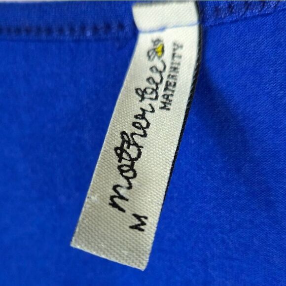 Mother Bee Royal Blue Maternity Nursing Maxi Dress | Faux Wrap Jersey Knit Comfy - Picture 5 of 10